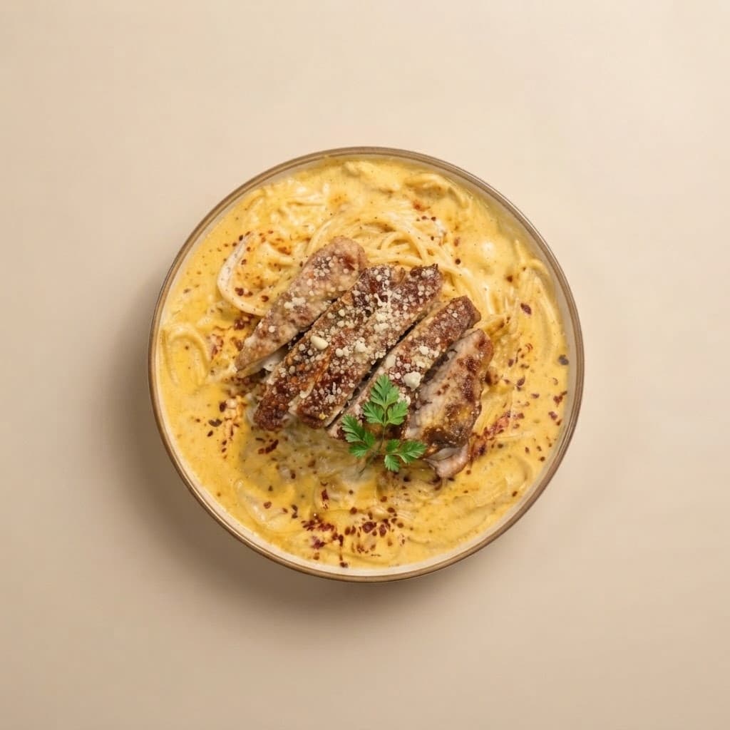 Salted Egg Pasta with Grilled Chicken served at The Roadside Eatery