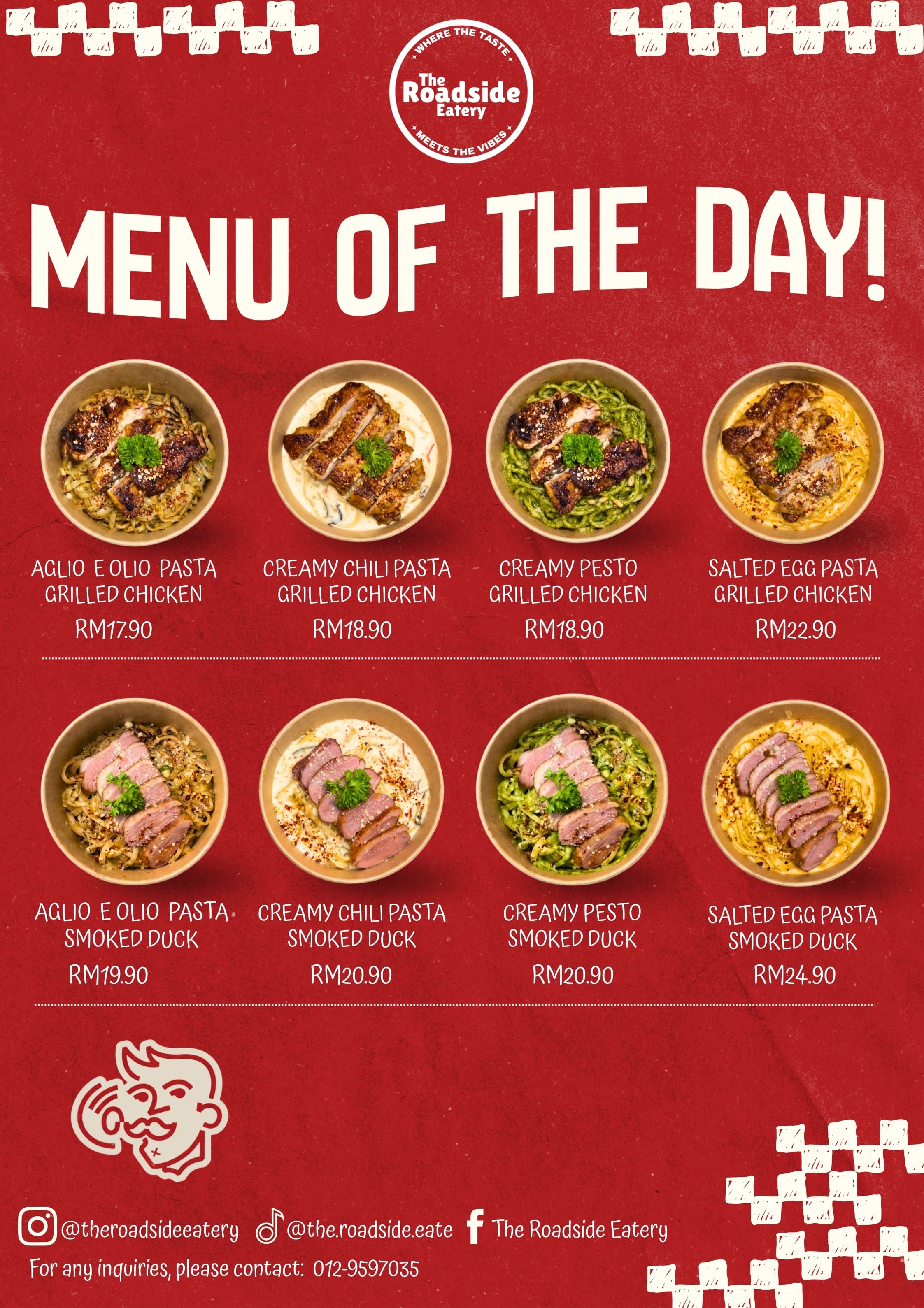 Menu of the day pasta event poster