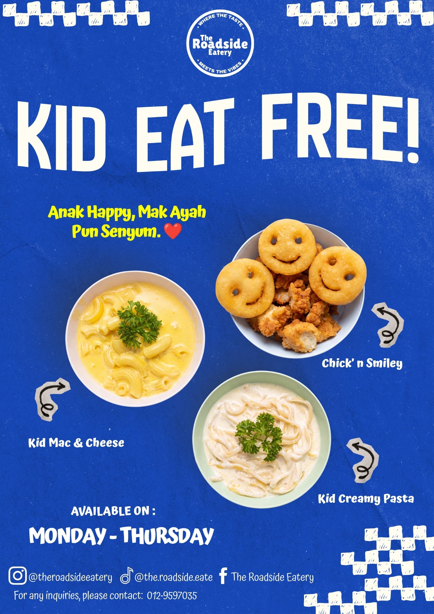 Kids eat free campaign poster